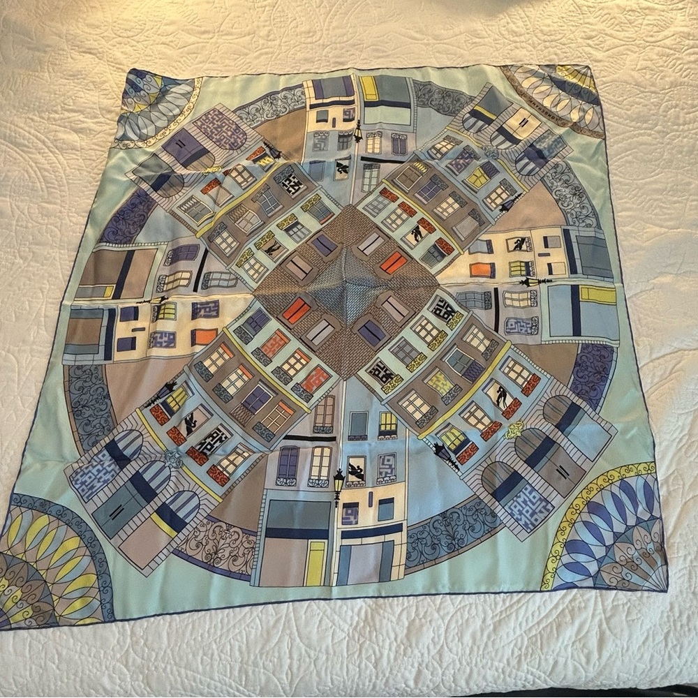 Longchamp large silk square scarf